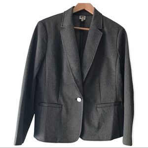 Anne Klein Gray Thin Chevron Pattern Career Jacket